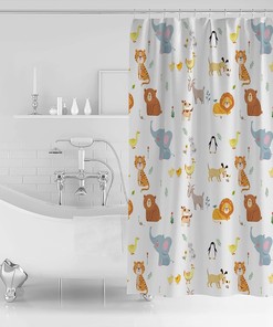 Animal Tiger Lion Elephant Penguin Shower Curtain for Home Bathroom Decor