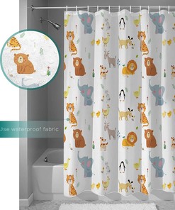 Animal Tiger Lion Elephant Penguin Shower Curtain for Home Bathroom Decor