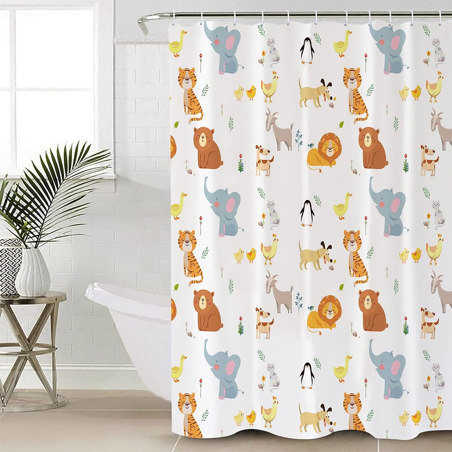 Animal Tiger Lion Elephant Penguin Shower Curtain for Home Bathroom Decor