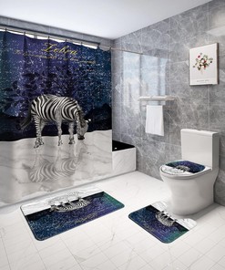 Animal Zebra Print Waterproof Bath Curtain for a Wild Animal-Inspired Bathroom Decor 