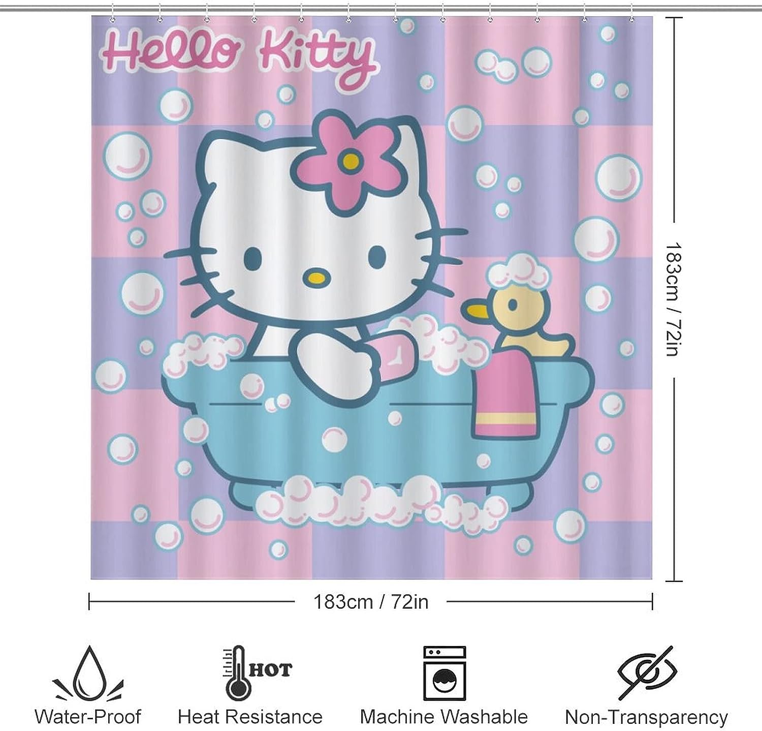 Anime Cat Bathroom with Waterproof Shower Curtain and Accessories
