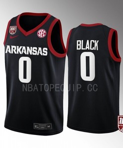 Anthony Black 0 Arkansas Razorbacks Black Jersey 2022-23 100 Season College Basketball