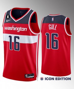 Anthony Gill 16 Washington Wizards 2022-23 Icon Edition Red Men Jersey