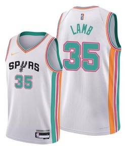 Anthony Lamb 35 San Antonio Spurs 2022 City Edition White Jersey 75th Diamond - Men Jersey