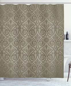 Antique Baroque Damask Pattern Shower Curtain, Cloth Bathroom Decor