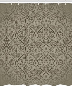 Antique Baroque Damask Pattern Shower Curtain, Cloth Bathroom Decor