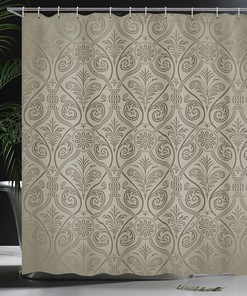Antique Baroque Damask Pattern Shower Curtain, Cloth Bathroom Decor