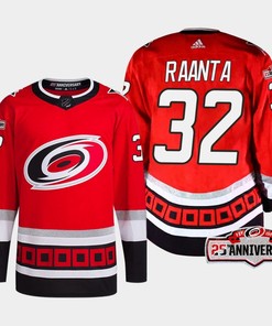 Antti Raanta 32 Carolina Hurricanes Red Jersey 2022-23 Third 25th Anniversary