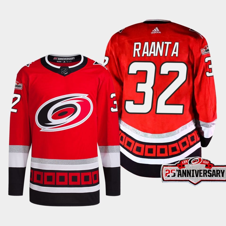 Antti Raanta 32 Carolina Hurricanes Red Jersey 2022-23 Third 25th Anniversary