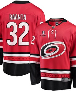 Antti Raanta 32 Carolina Hurricanes Stanley Cup 2023 Playoffs Patch Home Breakaway Men Jersey - Red