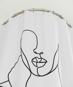 Apartment Gift Abstract Mid Century Woman Geometric Line Art Shower Curtain for New Bathroom Decor