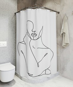 Apartment Gift Abstract Mid Century Woman Geometric Line Art Shower Curtain for New Bathroom Decor