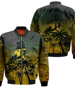 Appalachian State Mountaineers Bomber Jacket Coconut Tree Tropical Grunge - NCAA
