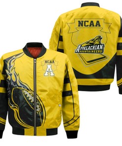 Appalachian State Mountaineers Bomber Jacket  - Fire Football - NCAA