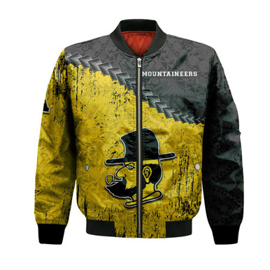 Appalachian State Mountaineers Bomber Jacket Grunge Polynesian Tattoo- NCAA