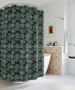 Aqua Silver Floral Shower Curtain for Elegant Bathroom Decor