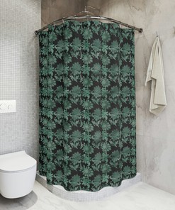 Aqua Silver Floral Shower Curtain for Elegant Bathroom Decor