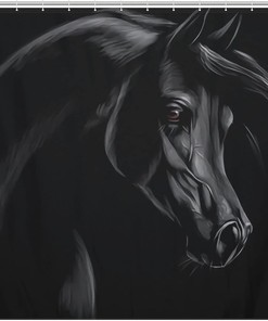 Arabian Horse Black Shower Curtain for Bathroom Decor