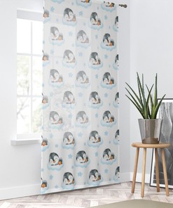 Arctic Polar Animals Room Decor Blue Baby Penguin Window Curtain - Nursery and Home Decor