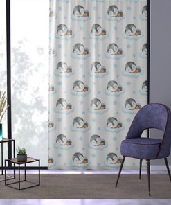 Arctic Polar Animals Room Decor Blue Baby Penguin Window Curtain - Nursery and Home Decor