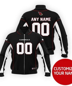 Arizona Cardinals #00 Personalized Black Jersey Style Gift With Custom Number Name For Cardinals Fans Bomber Jacket