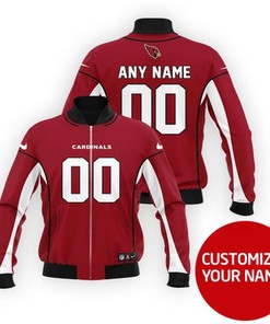 Arizona Cardinals #00 Personalized Red Jersey Style Gift With Custom Number Name For Cardinals Fans Bomber Jacket