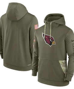 Arizona Cardinals 2022 Salute to Service Therma Performance Pullover Men Hoodie - Olive