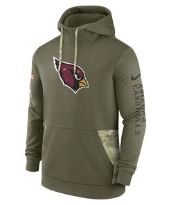 Arizona Cardinals 2022 Salute to Service Therma Performance Pullover Men Hoodie - Olive