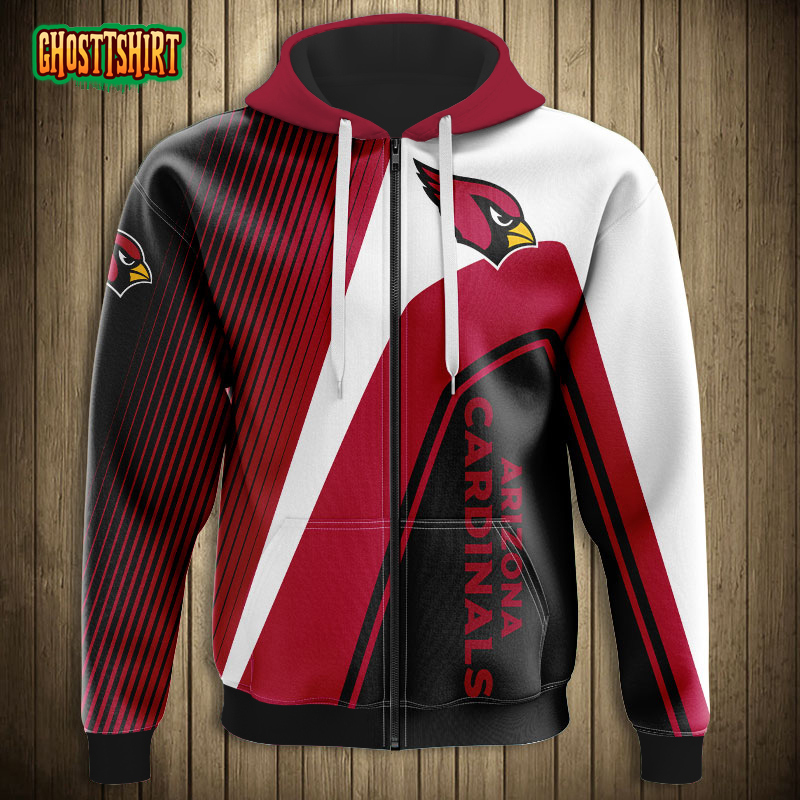 Arizona Cardinals 3D Hoodie Zipper Sweatshirt Jacket Pullover NFL Football