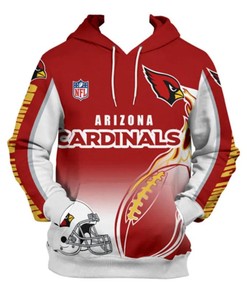 Arizona Cardinals American Football Hoodie 3D NFL 3D Sweatshirt Flame Balls