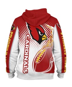 Arizona Cardinals American Football Hoodie 3D NFL 3D Sweatshirt Flame Balls