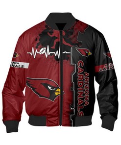 Arizona Cardinals Bomber Jacket graphic heart ECG line