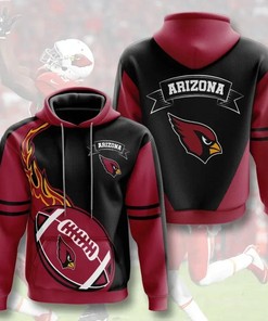 Arizona Cardinals Football 3D Hoodie NFL 3D Hoodie Flame Ball