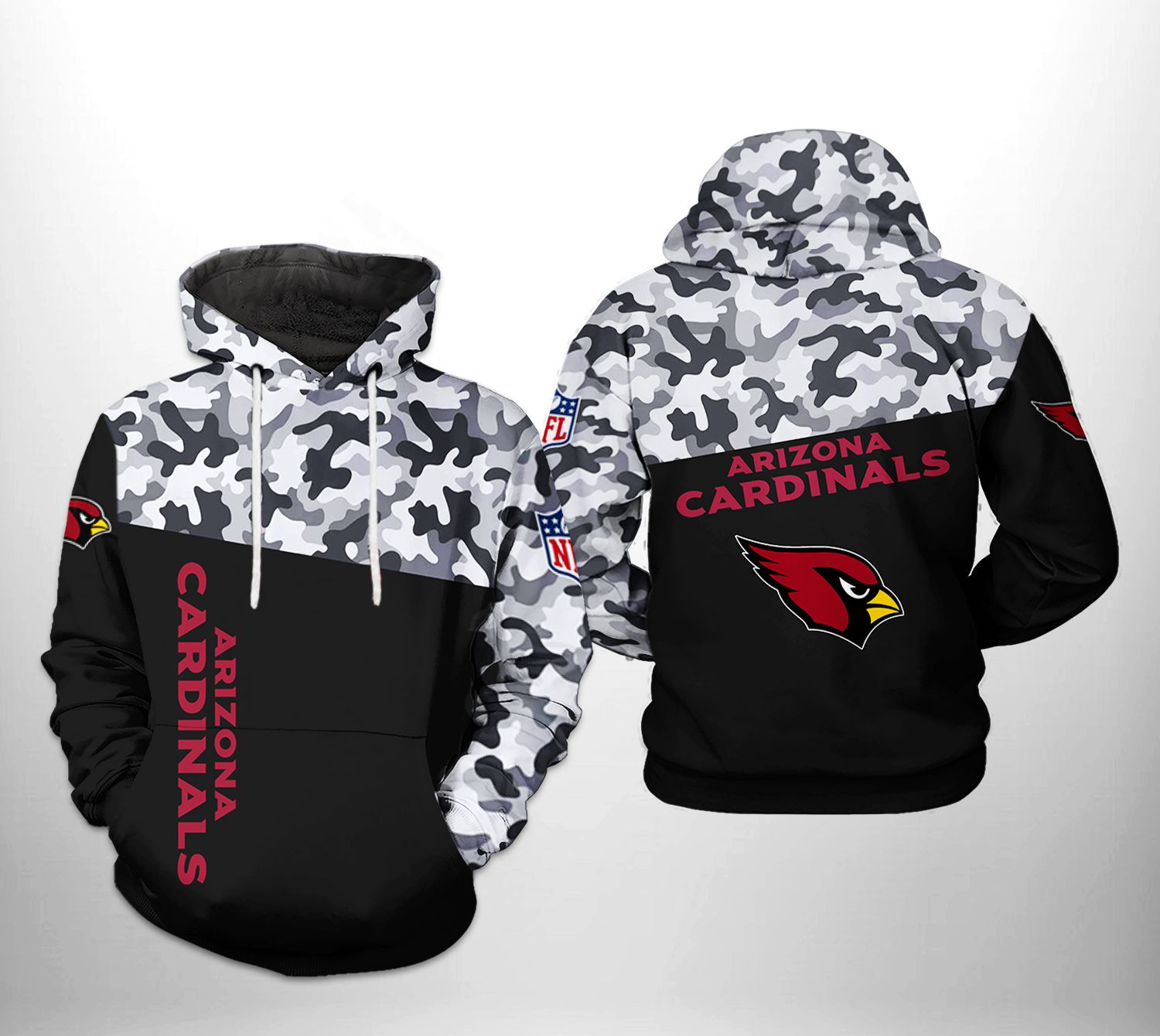 Arizona Cardinals NFL Camo Veteran Team 3D Printed Hoodie/Zipper Hoodie