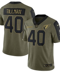 Arizona Cardinals Pat Tillman 40 Nfl Olive 2021 Salute To Service Retired Player Men Jersey For Cardinals Fans
