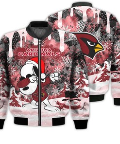 Arizona Cardinals Snoopy Dabbing The Peanuts Sports Football American Christmas Dripping Matching Gifts Unisex 3D Bomber Jacket