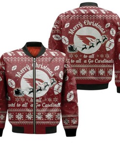 Arizona Cardinals To All And To All A Go Cardinals Ugly Christmas Festive Gift For Arizona Cardinals Fans Bomber Jacket