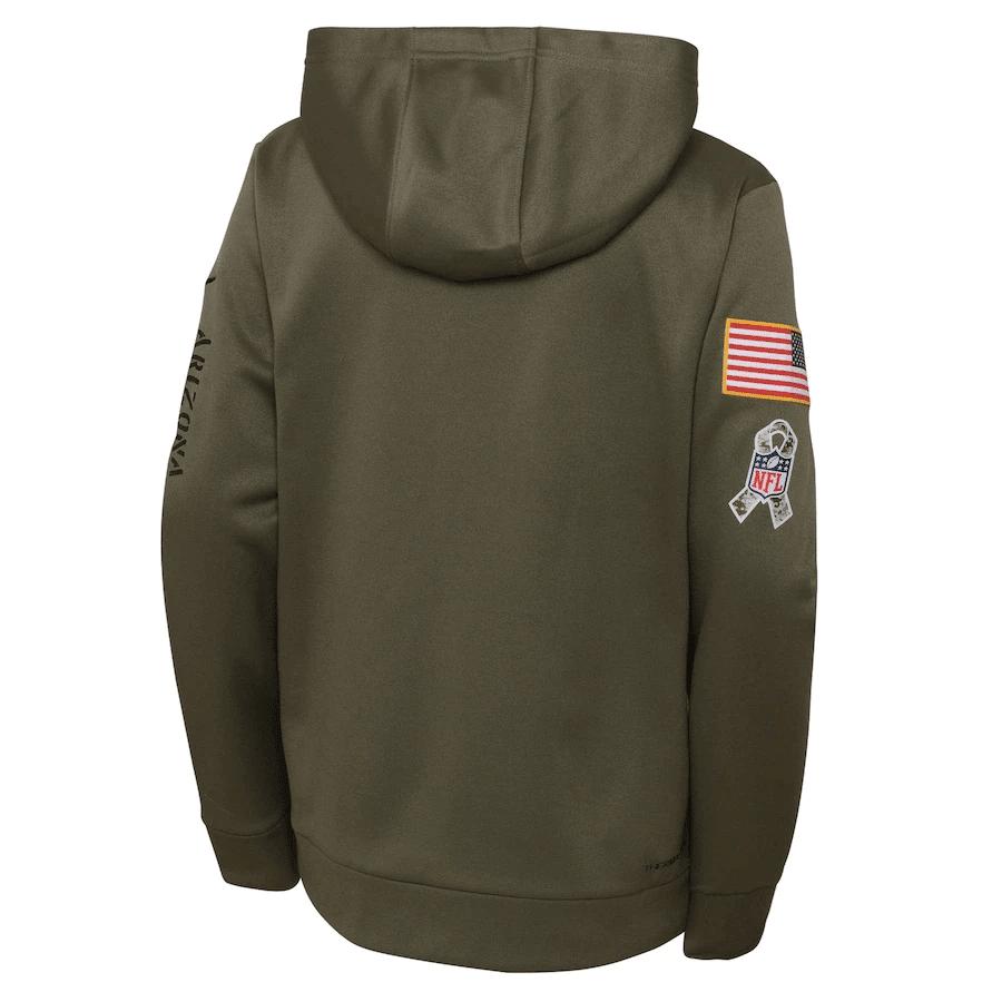 Arizona Cardinals Youth 2022 Salute To Service Performance Pullover Hoodie - Olive