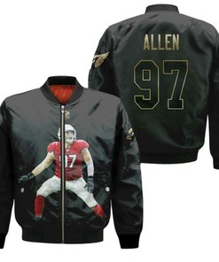 Arizona Cardinals Zach Allen 97 Black Golden Edition Gift For Cardinals Fans Bomber Jacket