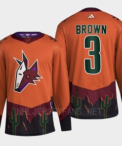 Arizona Coyotes 2022 Reverse Retro 2.0 Josh Brown 3 Orange Primegreen Jersey Men's