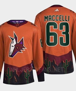 Arizona Coyotes 2022 Reverse Retro 2.0 Matias Maccelli 63 Orange Primegreen Jersey Men's