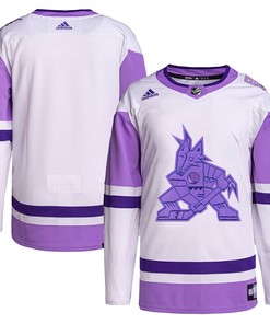 Arizona Coyotes Adidas Hockey Fights Cancer Primegreen Authentic Blank Practice Jersey - White/purple Nhl