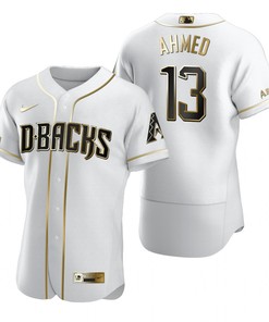 Arizona Diamondbacks #13 Nick Ahmed Mlb Golden Brandedition White Jersey Gift For Diamondbacks Fans
