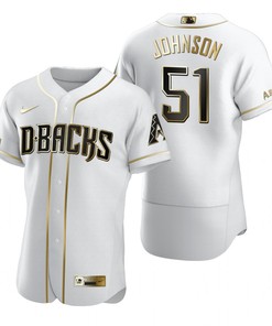 Arizona Diamondbacks #51 Randy Johnson Mlb Golden Brandedition White Jersey Gift For Diamondbacks Fans