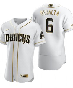 Arizona Diamondbacks #6 David Peralta Mlb Golden Brandedition White Jersey Gift For Diamondbacks Fans