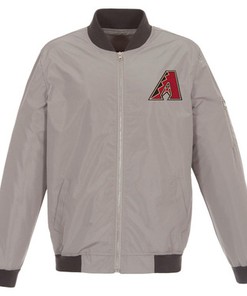 Arizona Diamondbacks JH Design Lightweight Nylon Bomber Jacket - Gray
