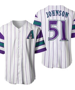 Arizona Diamondbacks Randy Johnson 51 Mlb White Purple Jersey Inspired Style Baseball Jersey