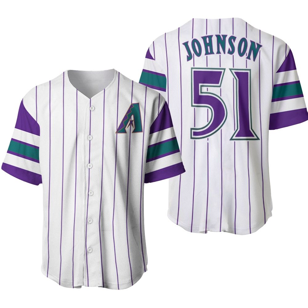 Arizona Diamondbacks Randy Johnson 51 Mlb White Purple Jersey Inspired Style Baseball Jersey