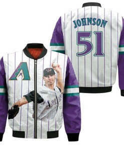 Arizona Diamondbacks Randy Johnson 51 Player Purple Jersey Gift For Dbacks Fans Bomber Jacket