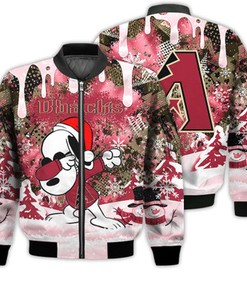 Arizona Diamondbacks Snoopy Dabbing The Peanuts Sports Football American Christmas Dripping Matching 3D Bomber Jacket